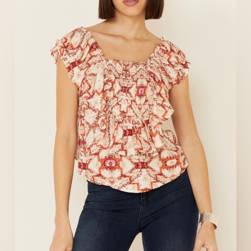 Shyanne Western Ruffle Sleeveless Top Women’s M Medium Summer Cowgirl